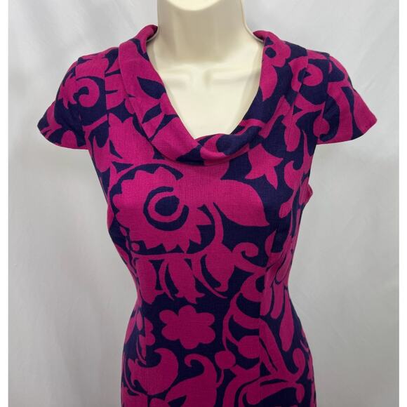 Talbots Women’s Pink & Navy Floral Sheath Dress - Size 4 - Picture 4 of 13